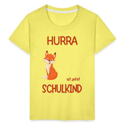 Kinder Einschulungs T-Shirt Fuchs - personalisierbar - Gelb