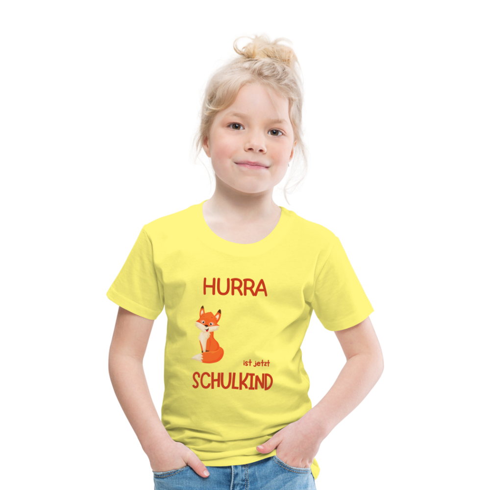 Kinder Einschulungs T-Shirt Fuchs - personalisierbar - Gelb