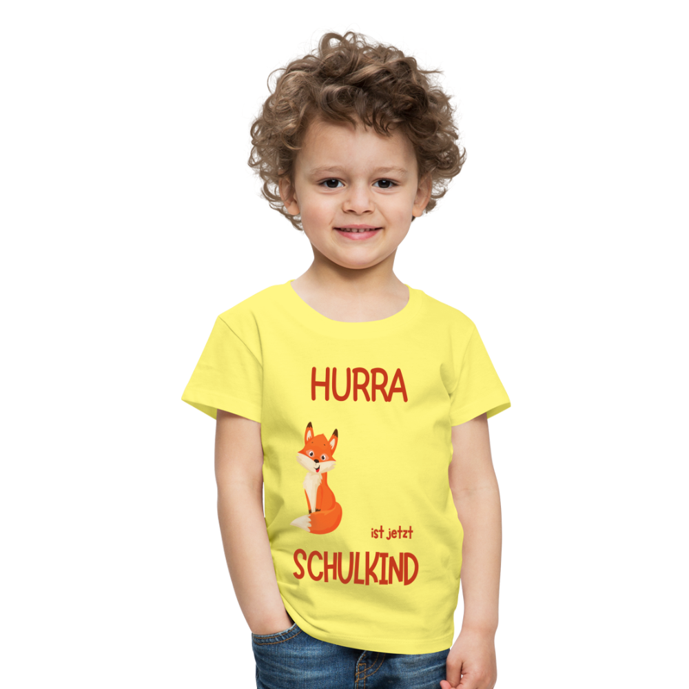 Kinder Einschulungs T-Shirt Fuchs - personalisierbar - Gelb