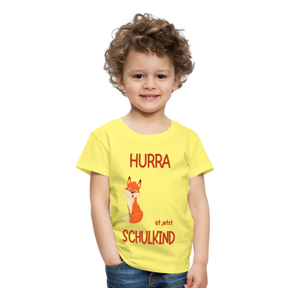 Kinder Einschulungs T-Shirt Fuchs - personalisierbar - Gelb