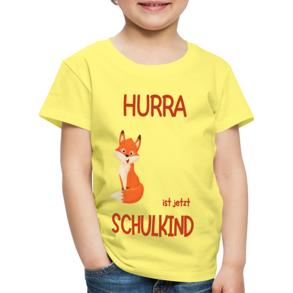 Kinder Einschulungs T-Shirt Fuchs - personalisierbar - Gelb