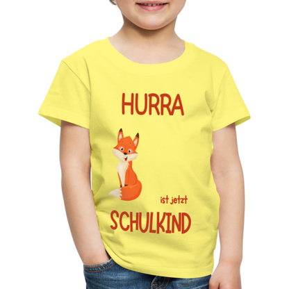 Kinder Einschulungs T-Shirt Fuchs - personalisierbar - Gelb