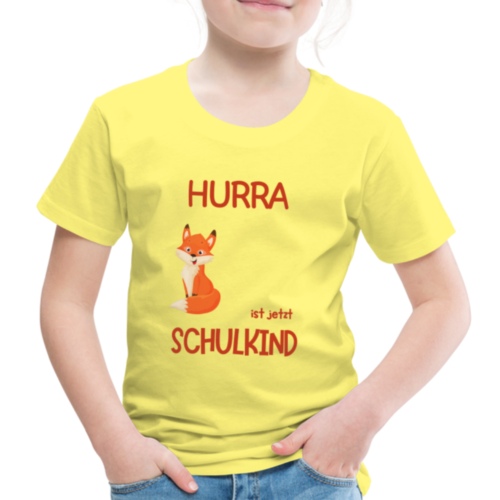 Kinder Einschulungs T-Shirt Fuchs - personalisierbar - Gelb