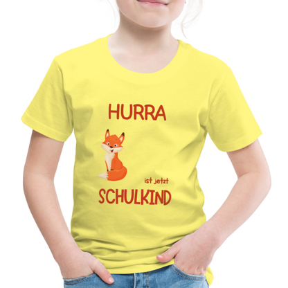 Kinder Einschulungs T-Shirt Fuchs - personalisierbar - Gelb