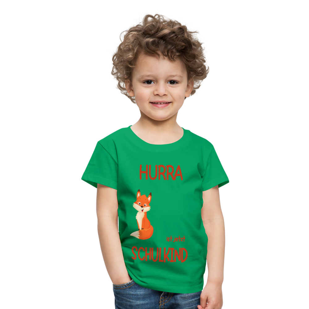 Kinder Einschulungs T-Shirt Fuchs - personalisierbar - Kelly Green