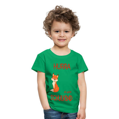 Kinder Einschulungs T-Shirt Fuchs - personalisierbar - Kelly Green