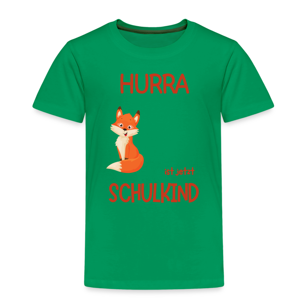 Kinder Einschulungs T-Shirt Fuchs - personalisierbar - Kelly Green