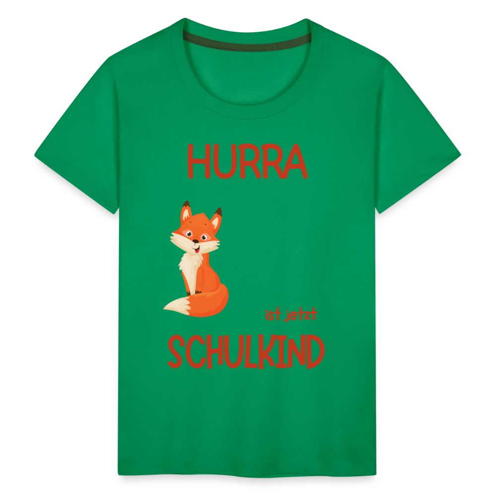 Kinder Einschulungs T-Shirt Fuchs - personalisierbar - Kelly Green