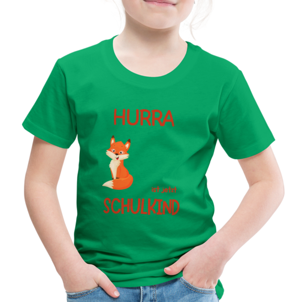 Kinder Einschulungs T-Shirt Fuchs - personalisierbar - Kelly Green