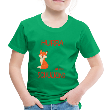 Kinder Einschulungs T-Shirt Fuchs - personalisierbar - Kelly Green