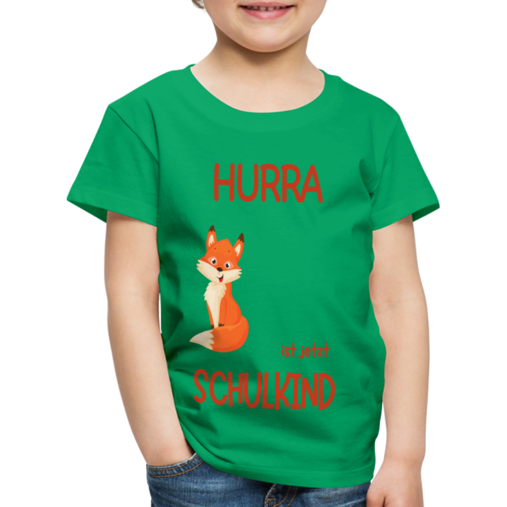 Kinder Einschulungs T-Shirt Fuchs - personalisierbar - Kelly Green