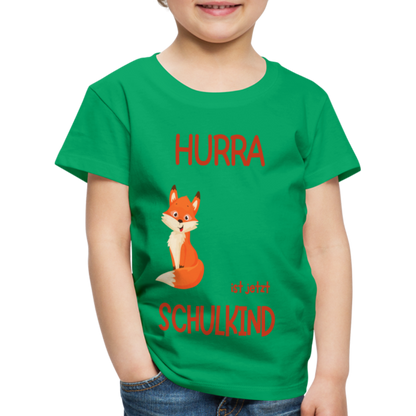 Kinder Einschulungs T-Shirt Fuchs - personalisierbar - Kelly Green