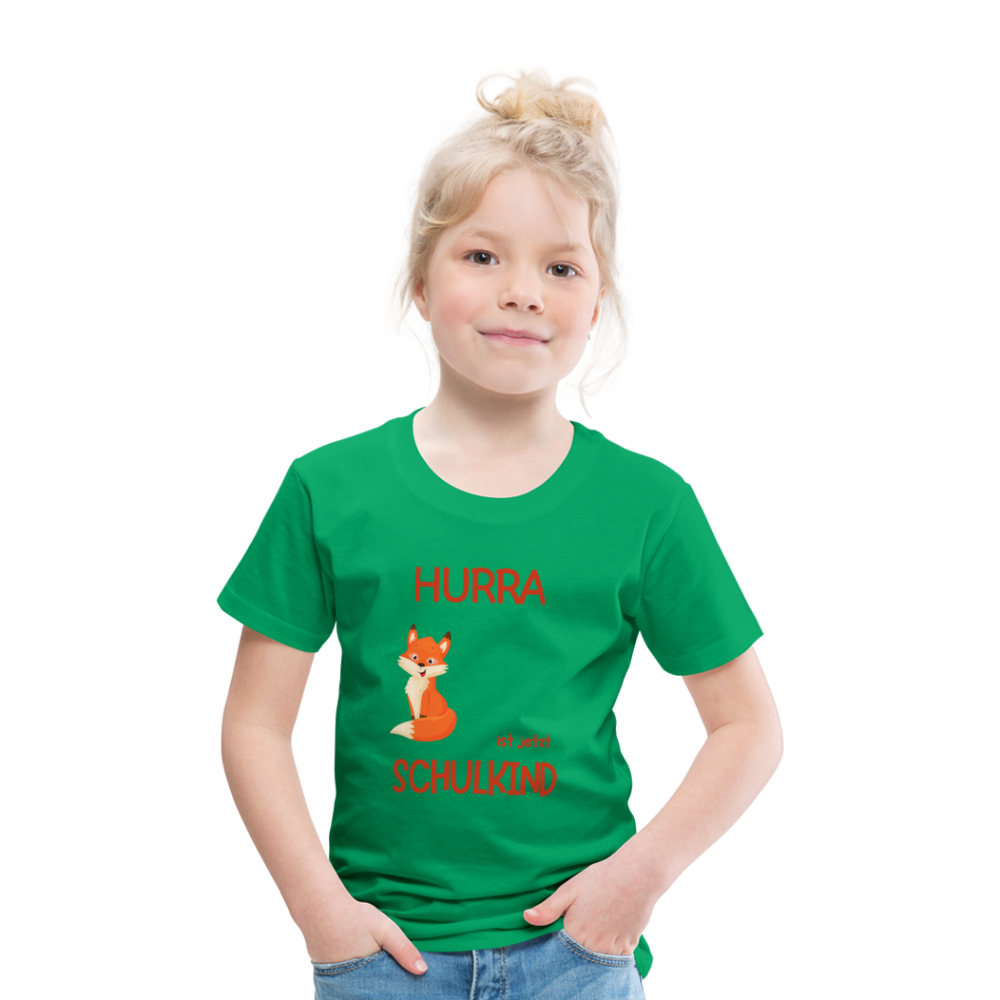 Kinder Einschulungs T-Shirt Fuchs - personalisierbar - Kelly Green