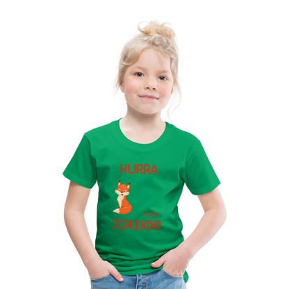 Kinder Einschulungs T-Shirt Fuchs - personalisierbar - Kelly Green