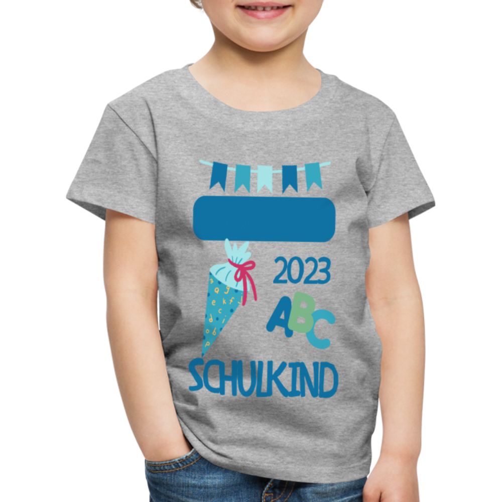 Einschulungs T-Shirt für Kinder - personalisierbar - Grau meliert