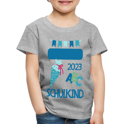 Einschulungs T-Shirt für Kinder - personalisierbar - Grau meliert