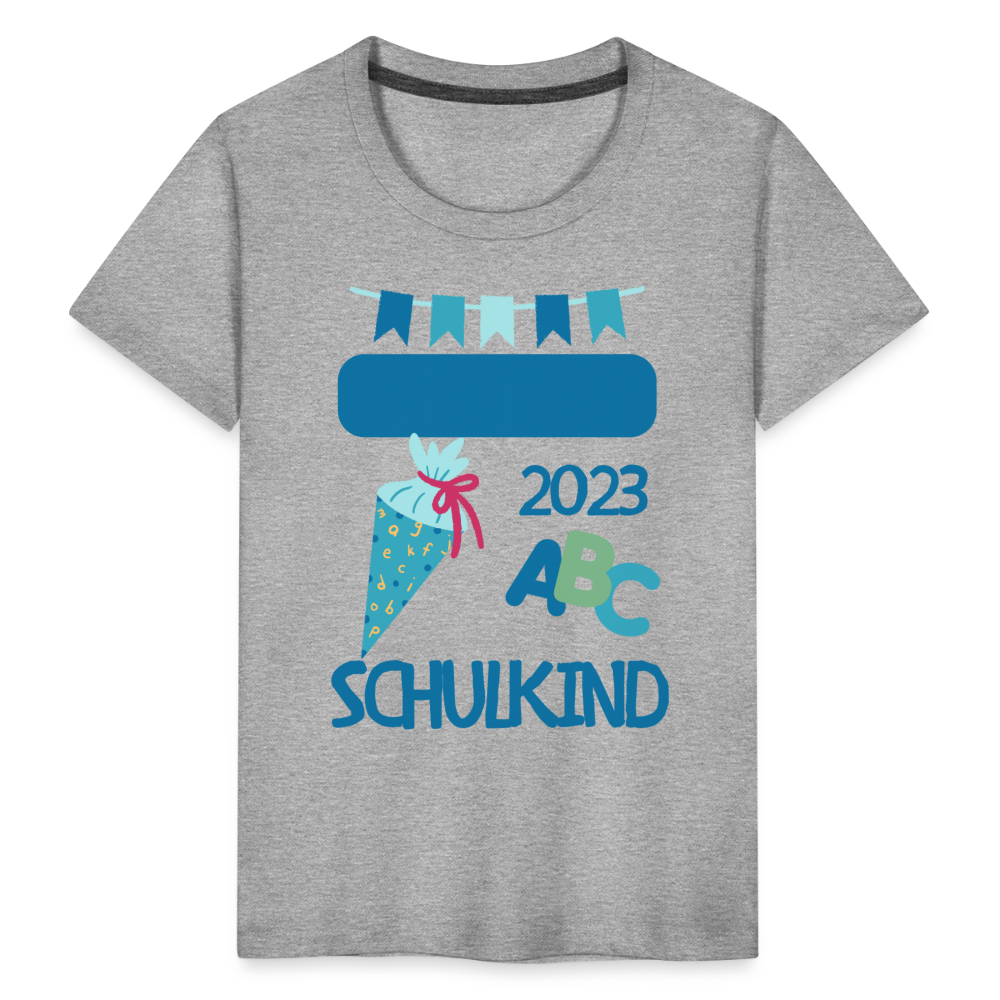 Einschulungs T-Shirt für Kinder - personalisierbar - Grau meliert