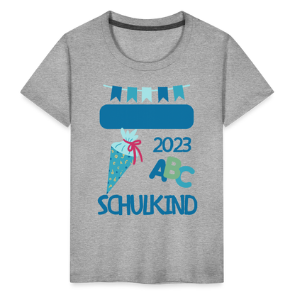 Einschulungs T-Shirt für Kinder - personalisierbar - Grau meliert