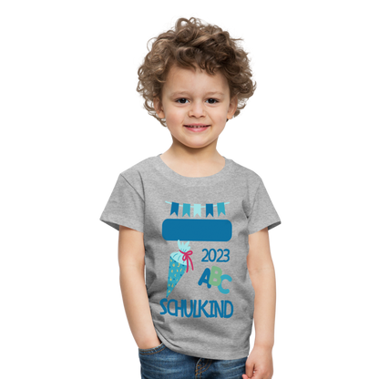 Einschulungs T-Shirt für Kinder - personalisierbar - Grau meliert