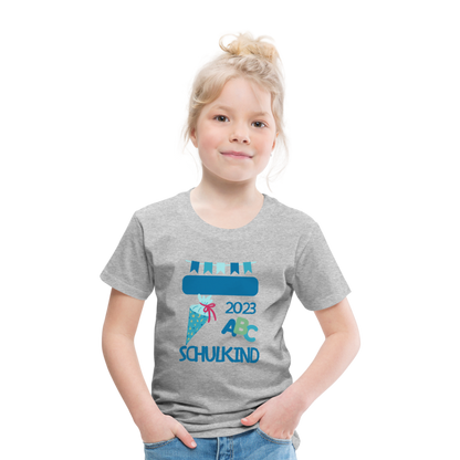 Einschulungs T-Shirt für Kinder - personalisierbar - Grau meliert