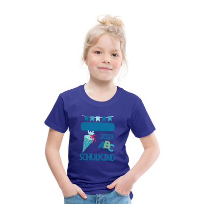 Einschulungs T-Shirt für Kinder - personalisierbar - Königsblau