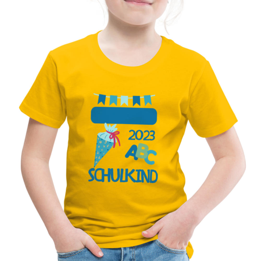 Einschulungs T-Shirt für Kinder - personalisierbar - Sonnengelb