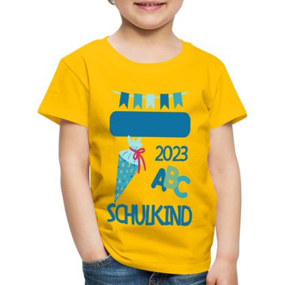 Einschulungs T-Shirt für Kinder - personalisierbar - Sonnengelb