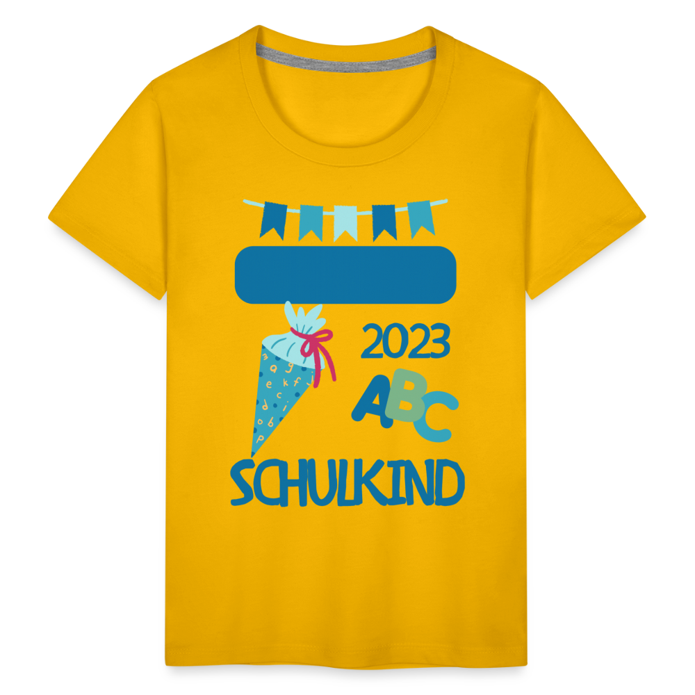 Einschulungs T-Shirt für Kinder - personalisierbar - Sonnengelb