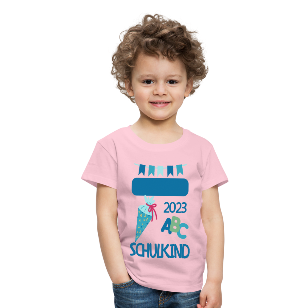 Einschulungs T-Shirt für Kinder - personalisierbar - Hellrosa