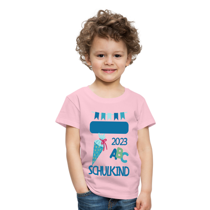 Einschulungs T-Shirt für Kinder - personalisierbar - Hellrosa