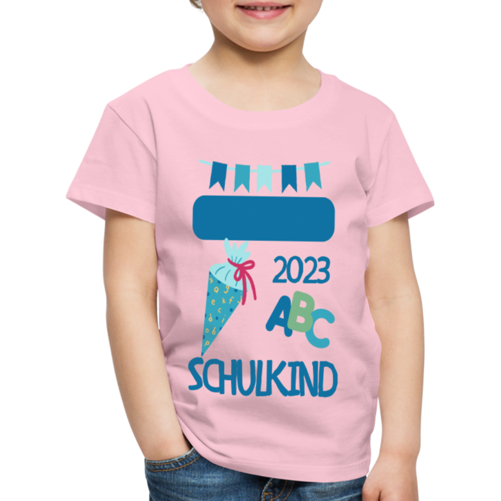 Einschulungs T-Shirt für Kinder - personalisierbar - Hellrosa