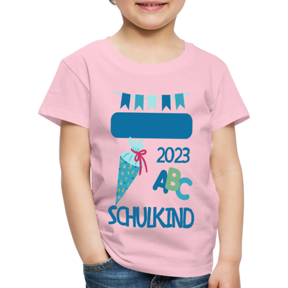 Einschulungs T-Shirt für Kinder - personalisierbar - Hellrosa