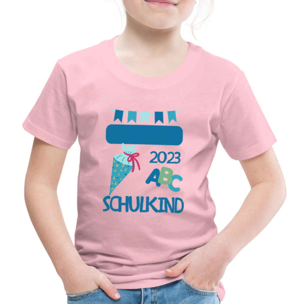 Einschulungs T-Shirt für Kinder - personalisierbar - Hellrosa