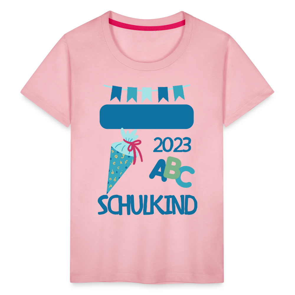 Einschulungs T-Shirt für Kinder - personalisierbar - Hellrosa