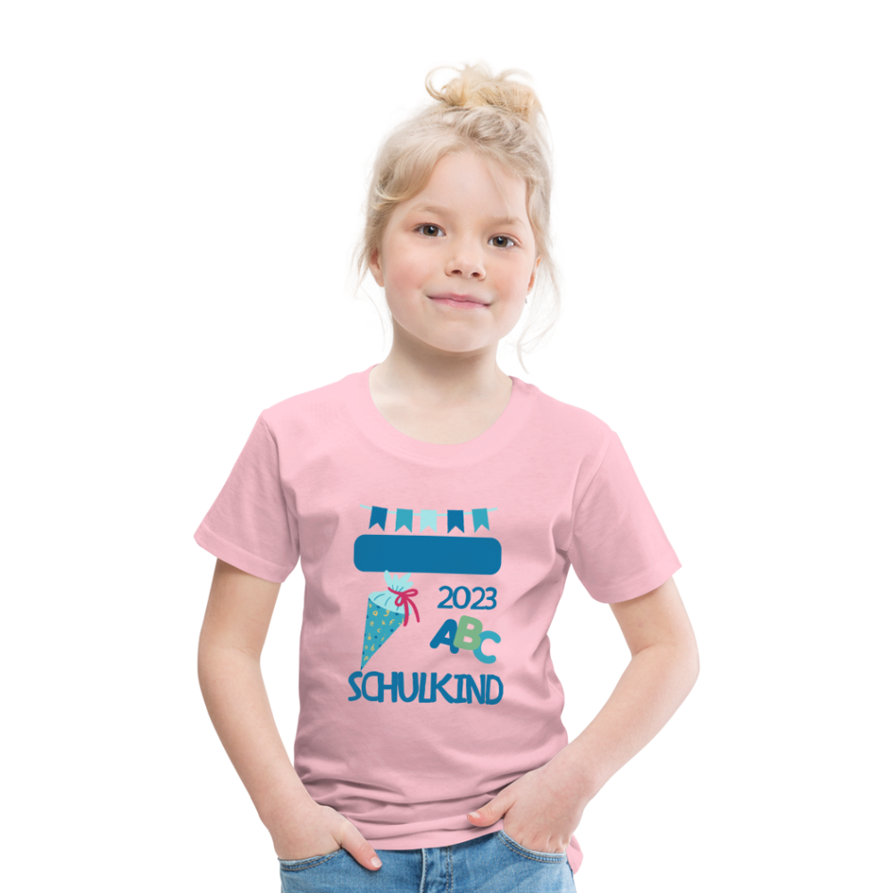 Einschulungs T-Shirt für Kinder - personalisierbar - Hellrosa