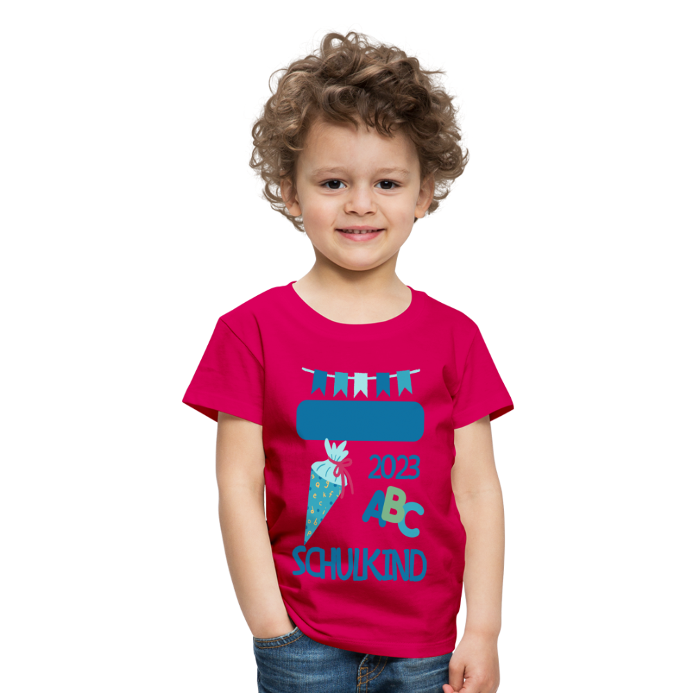 Einschulungs T-Shirt für Kinder - personalisierbar - dunkles Pink