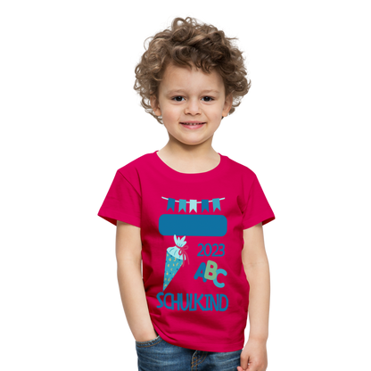 Einschulungs T-Shirt für Kinder - personalisierbar - dunkles Pink