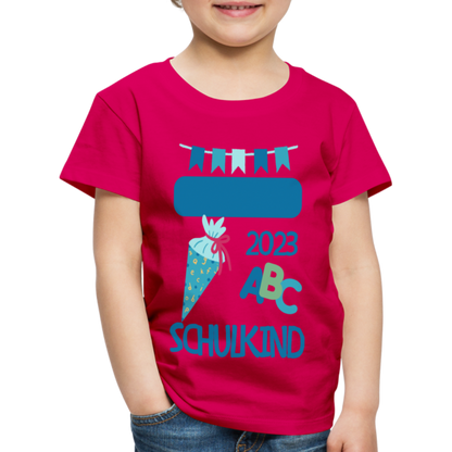 Einschulungs T-Shirt für Kinder - personalisierbar - dunkles Pink