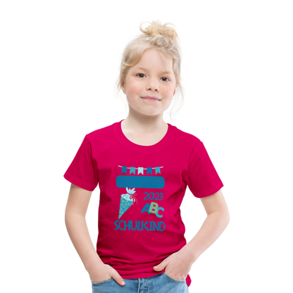 Einschulungs T-Shirt für Kinder - personalisierbar - dunkles Pink