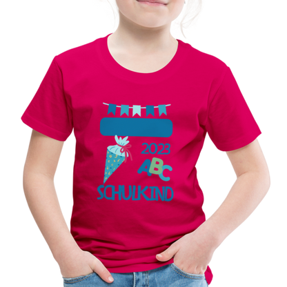 Einschulungs T-Shirt für Kinder - personalisierbar - dunkles Pink