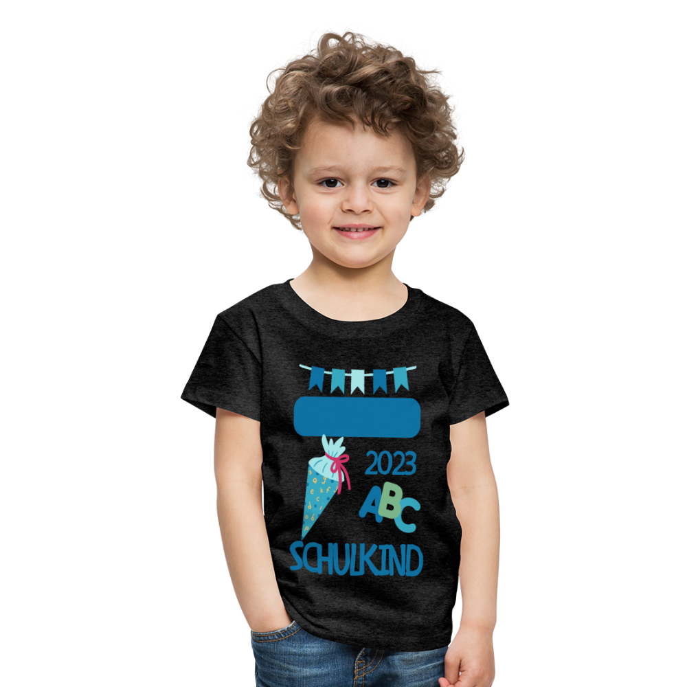 Einschulungs T-Shirt für Kinder - personalisierbar - Anthrazit