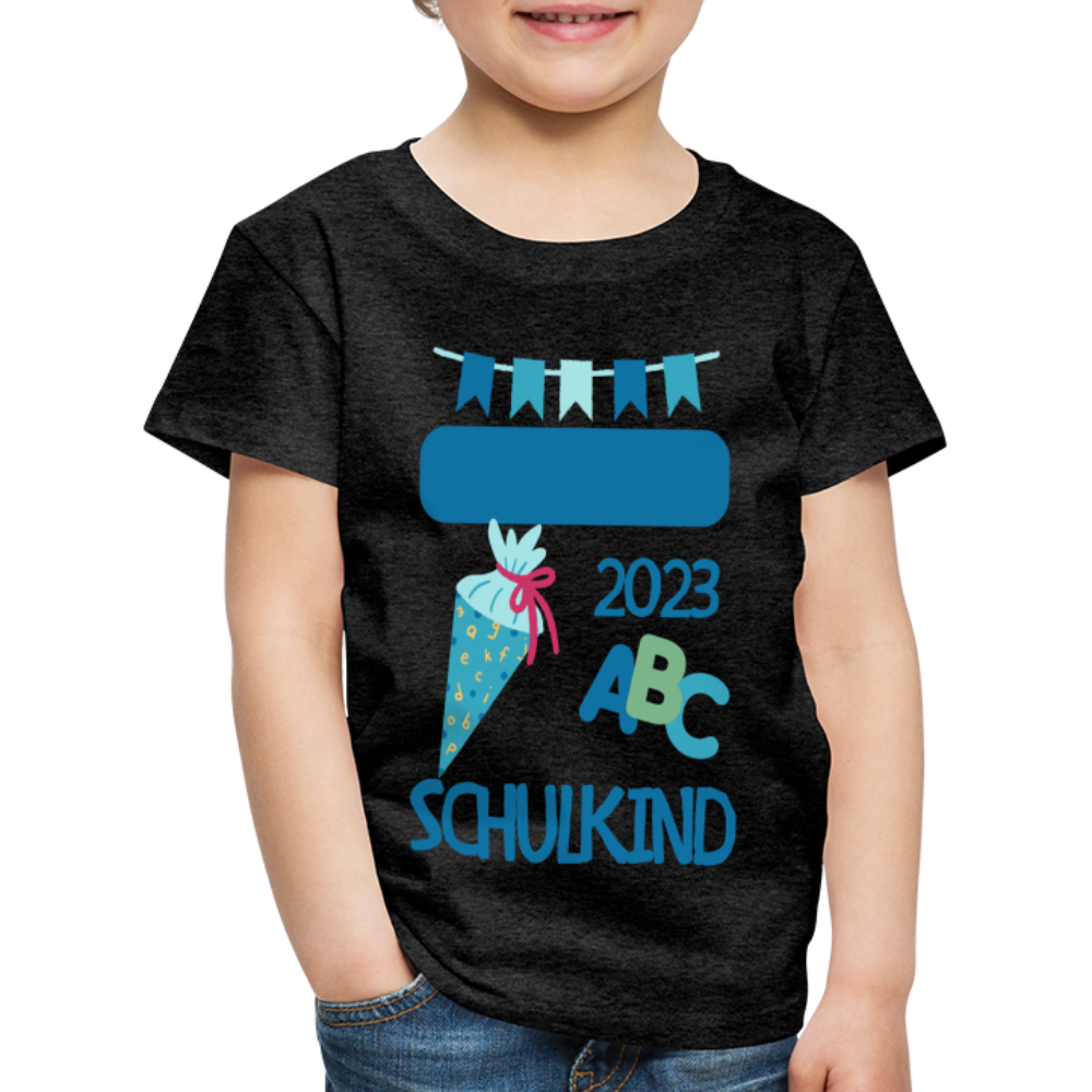 Einschulungs T-Shirt für Kinder - personalisierbar - Anthrazit