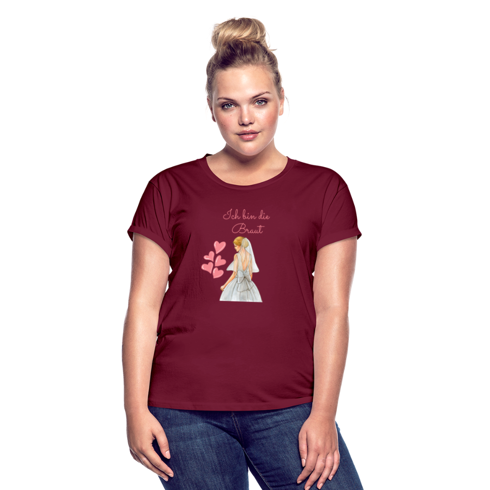 Frauen Oversize T-Shirt - Ich bin die Braut - Bordeaux