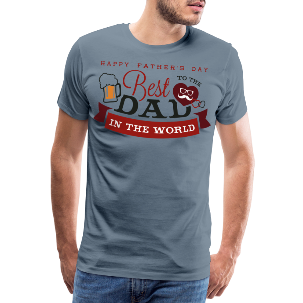 Männer Premium T-Shirt - Best DAD - Vatertag - Father's Day - personalisierbar - Blaugrau