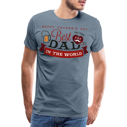 Männer Premium T-Shirt - Best DAD - Vatertag - Father's Day - personalisierbar - Blaugrau