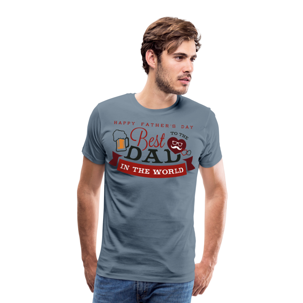 Männer Premium T-Shirt - Best DAD - Vatertag - Father's Day - personalisierbar - Blaugrau