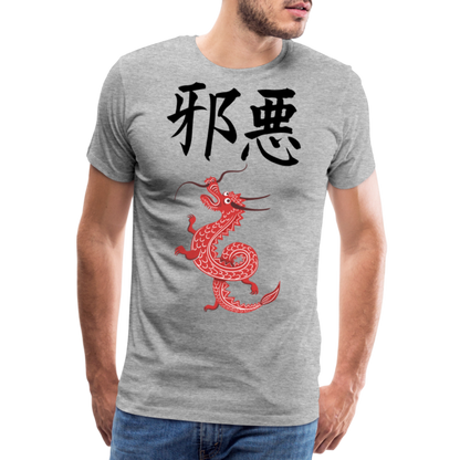 Männer Premium T-Shirt - Chinesische Zeichen Drache - Grau meliert