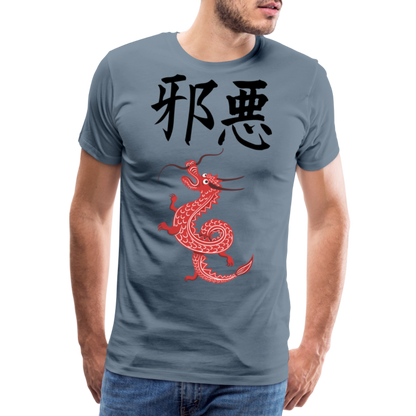 Männer Premium T-Shirt - Chinesische Zeichen Drache - Blaugrau