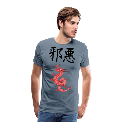 Männer Premium T-Shirt - Chinesische Zeichen Drache - Blaugrau