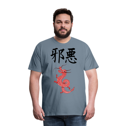 Männer Premium T-Shirt - Chinesische Zeichen Drache - Blaugrau